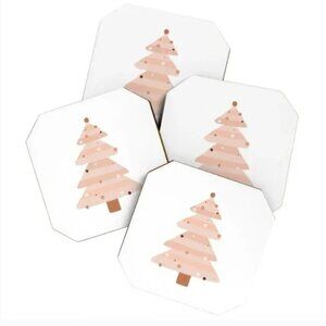 Blush Christmas Tree Coaster Set